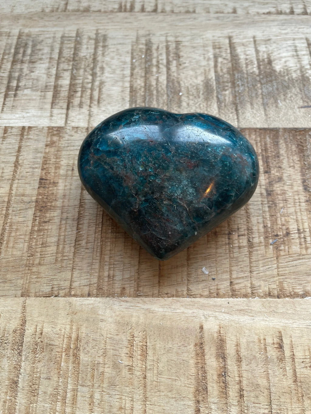 Blauwe apatiet hart 8 cm