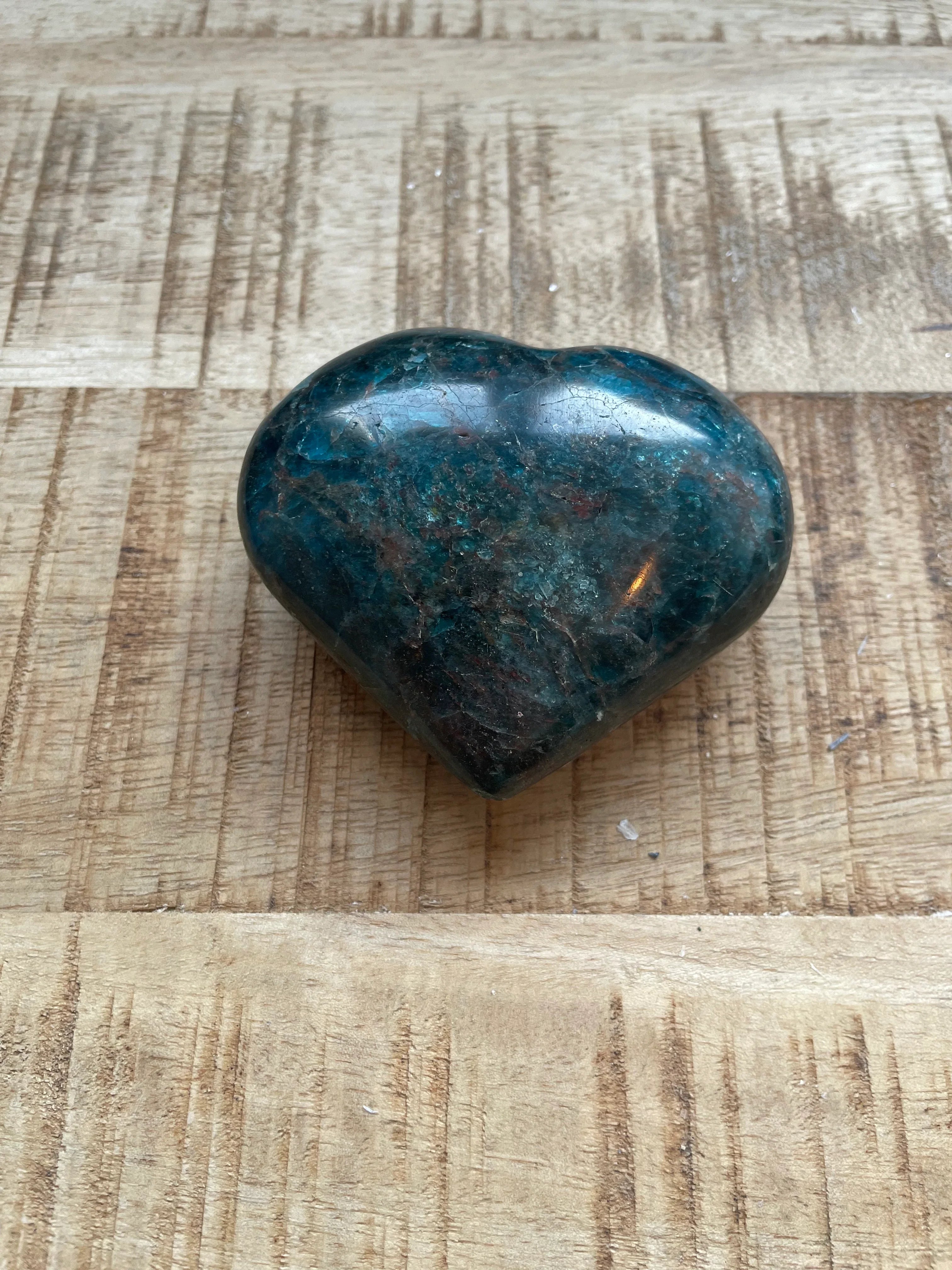 Blauwe apatiet hart 8 cm