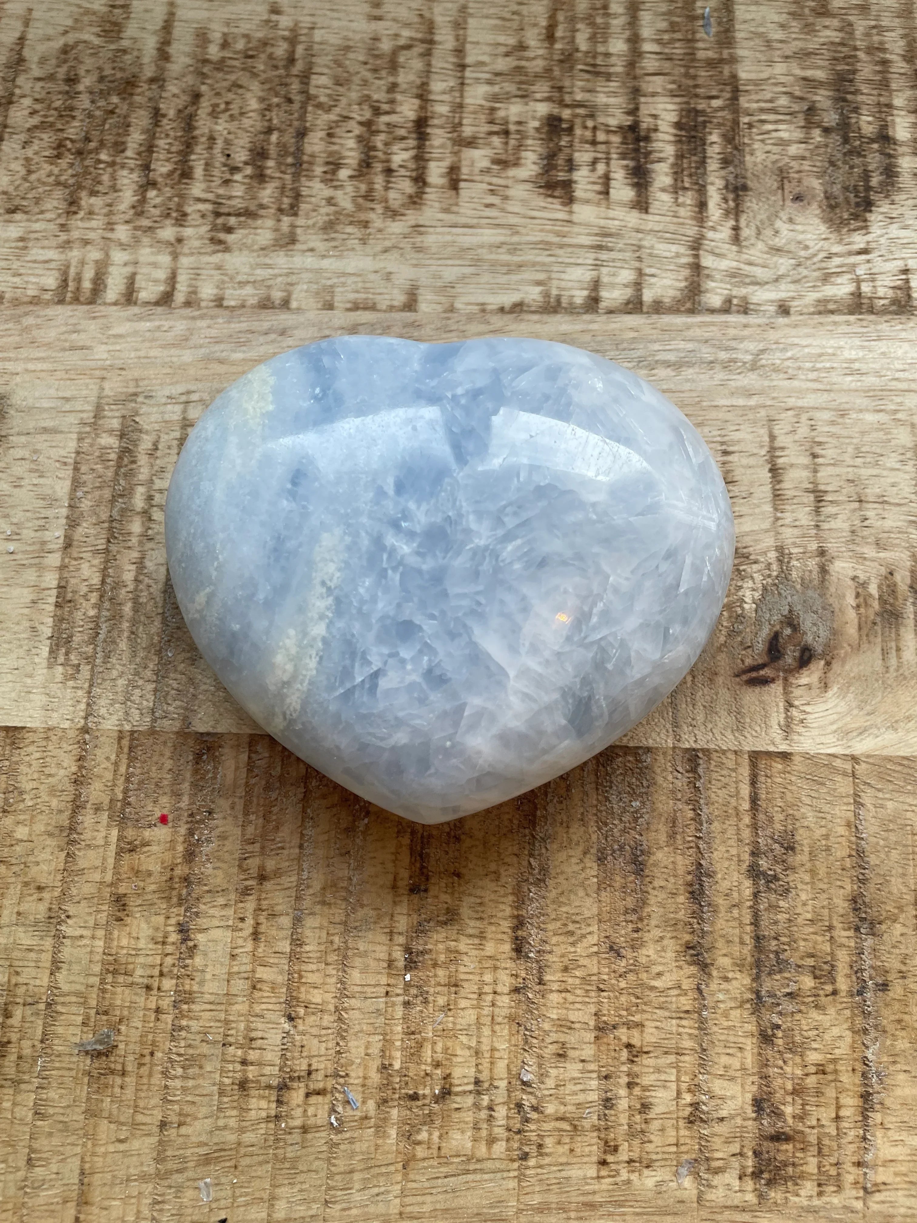Blauwe calciet hart 9 cm