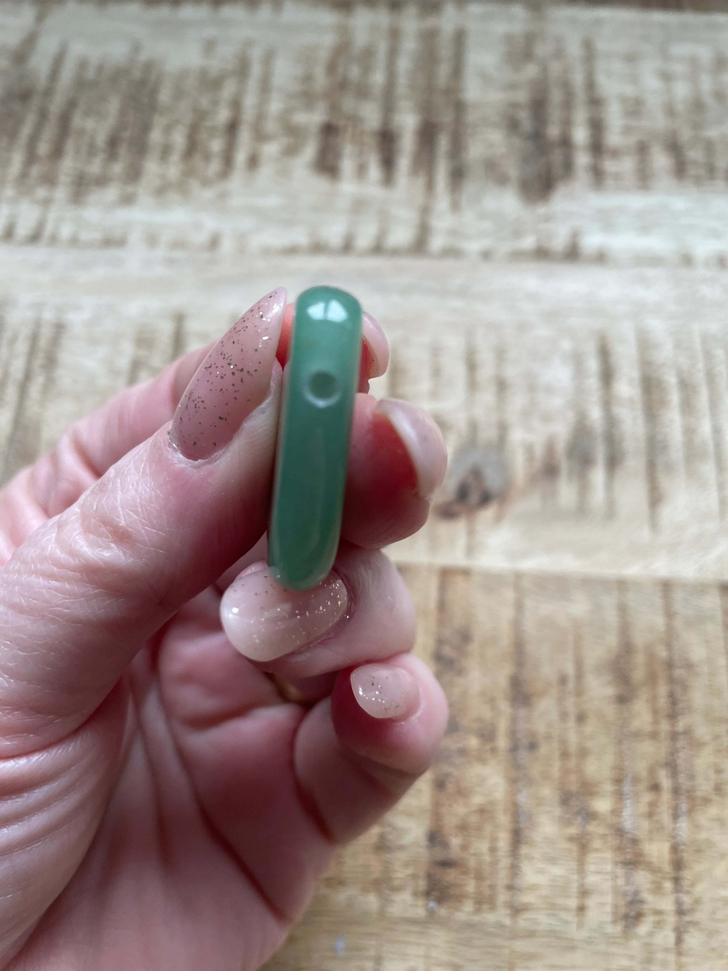 Groene aventurijn hanger doorboord plat