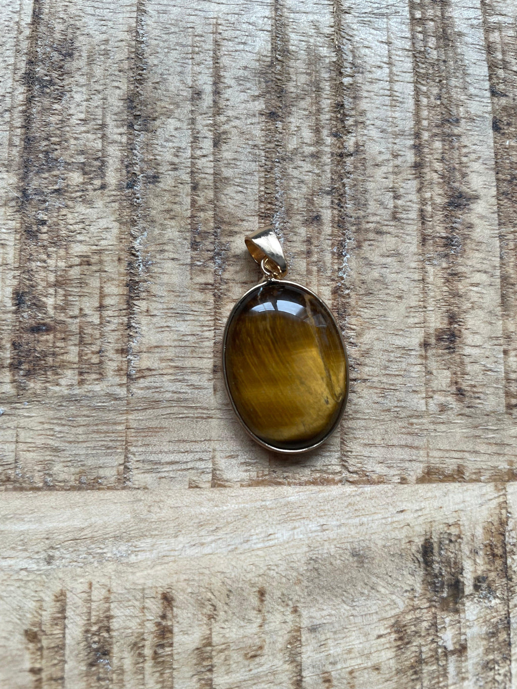 Tijgeroog hanger goudkleurig