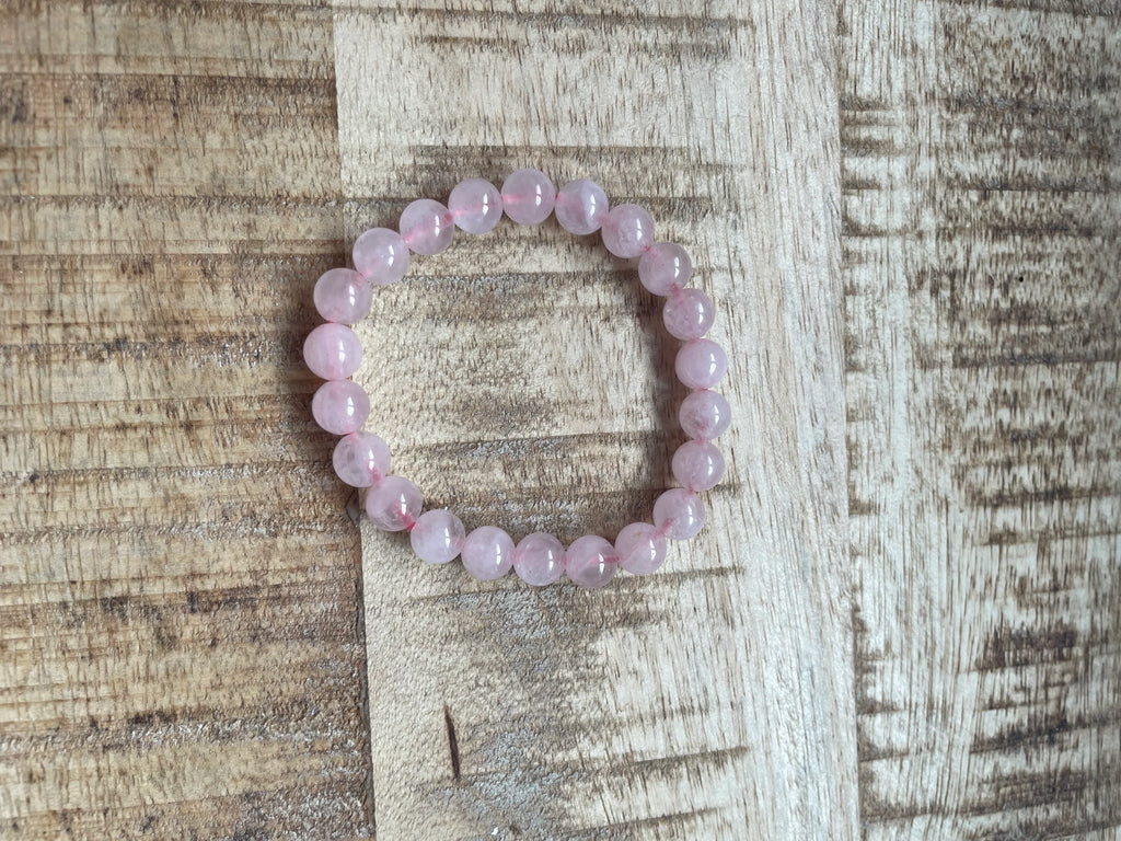 Rozenkwarts armband 8 mm kralen