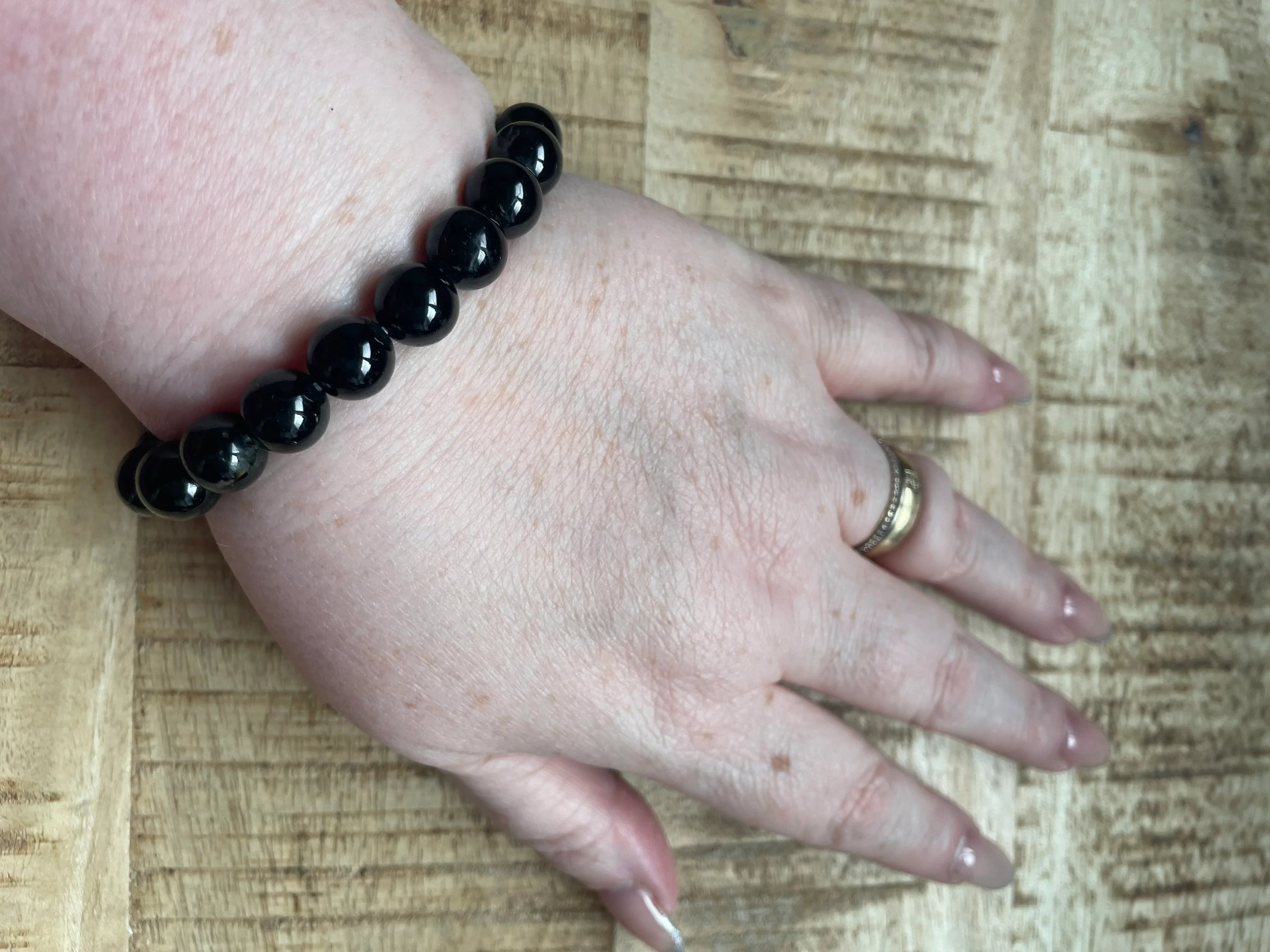 Zwarte toermalijn armband 10 mm kralen