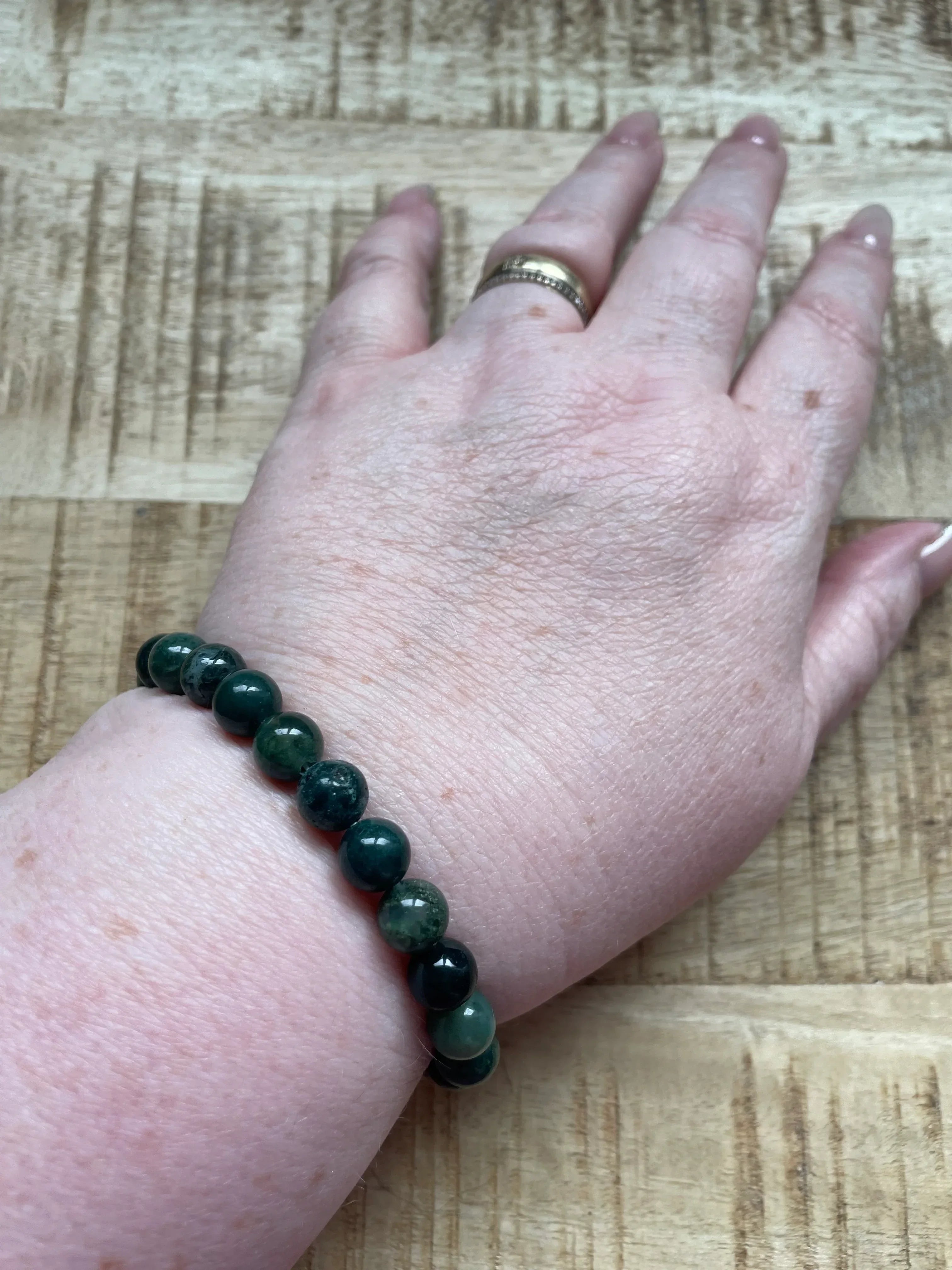 Mosagaat armband 8 mm kralen