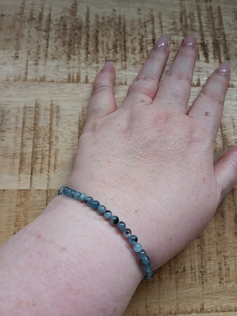 Aquamarijn kogelarmband 4 mm kralen