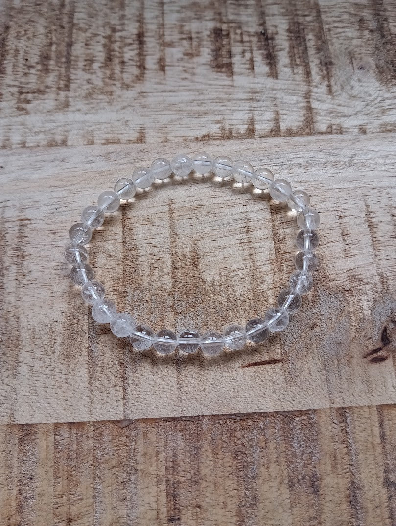 Bergkristal kogelarmband 6 mm kralen