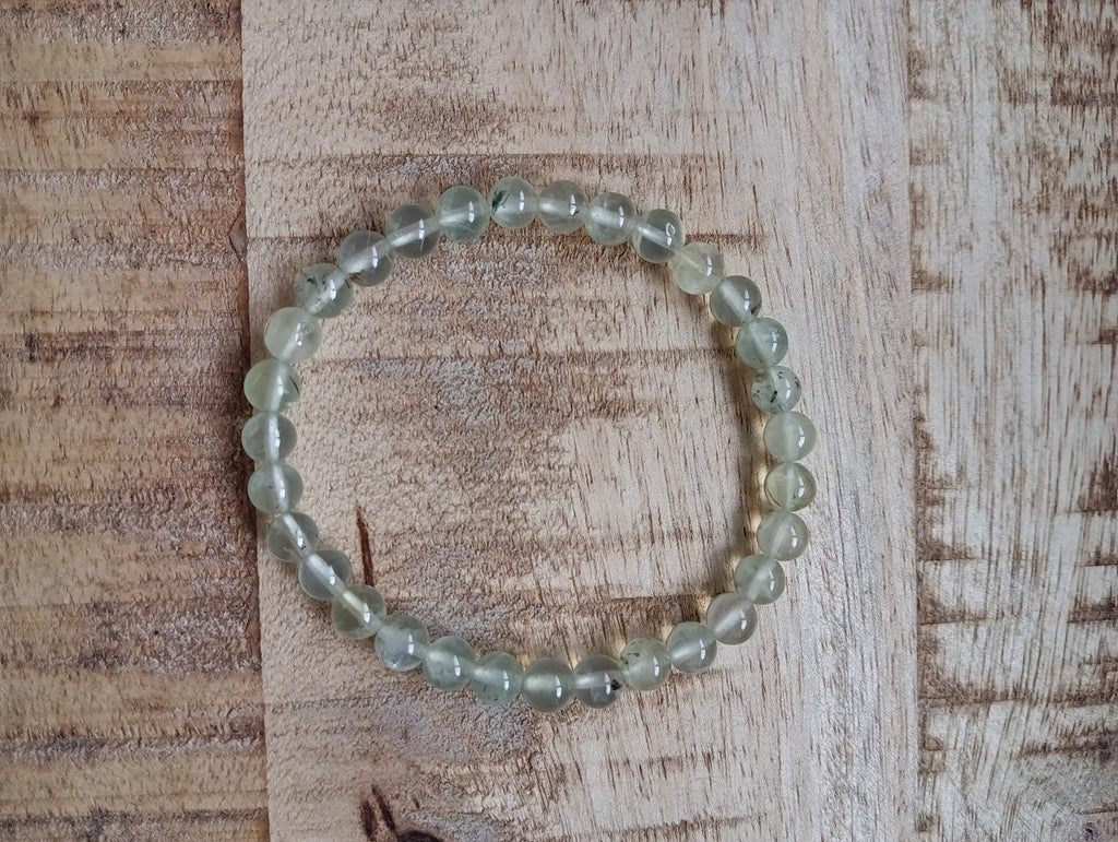 Prehniet kogelarmband 6 mm kralen