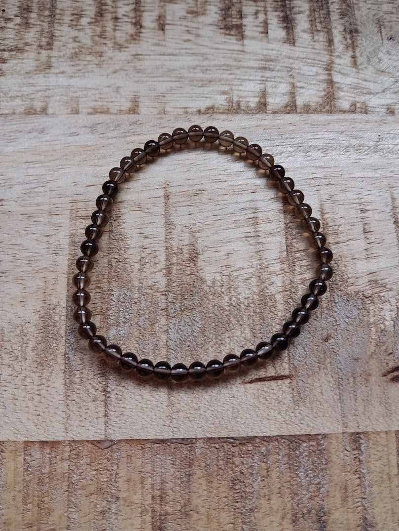 Rookkwarts kogelarmband 4 mm kralen