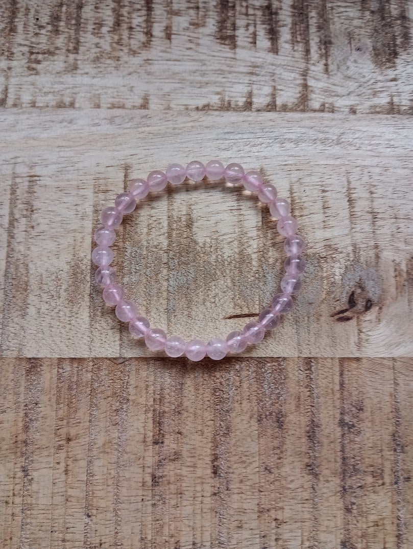 Rozenkwarts kogelarmband 6 mm kralen