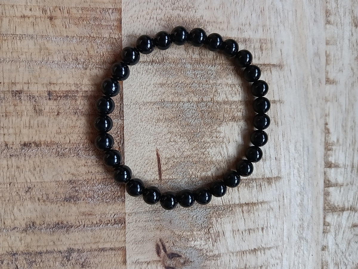 Zwarte toermalijn kogelarmband 6 mm kralen