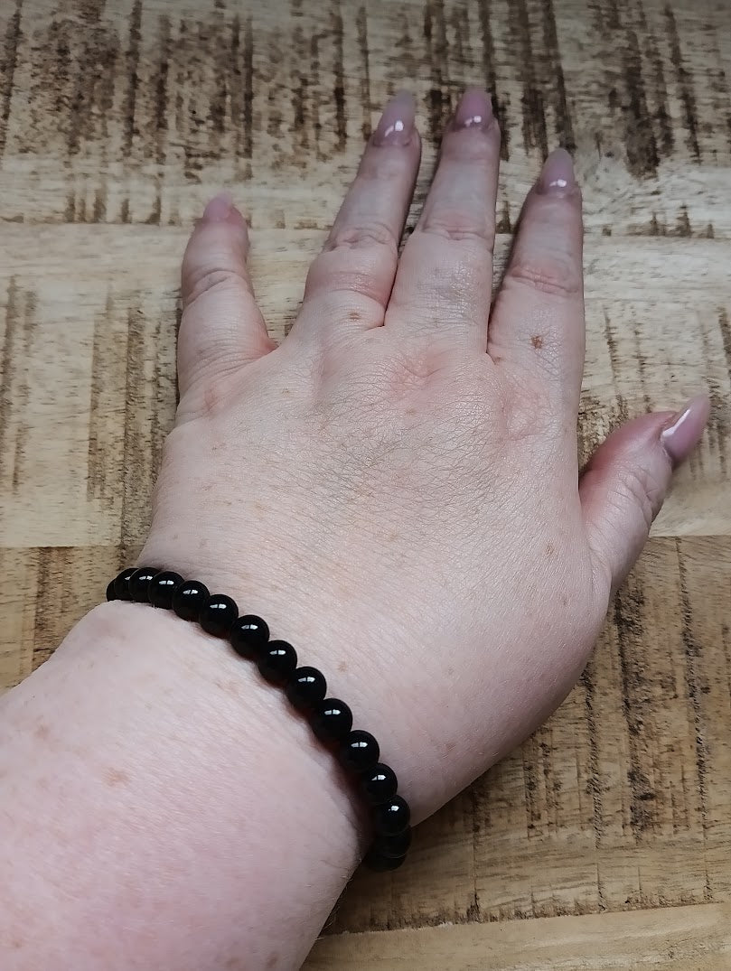 Zwarte toermalijn kogelarmband 6 mm kralen
